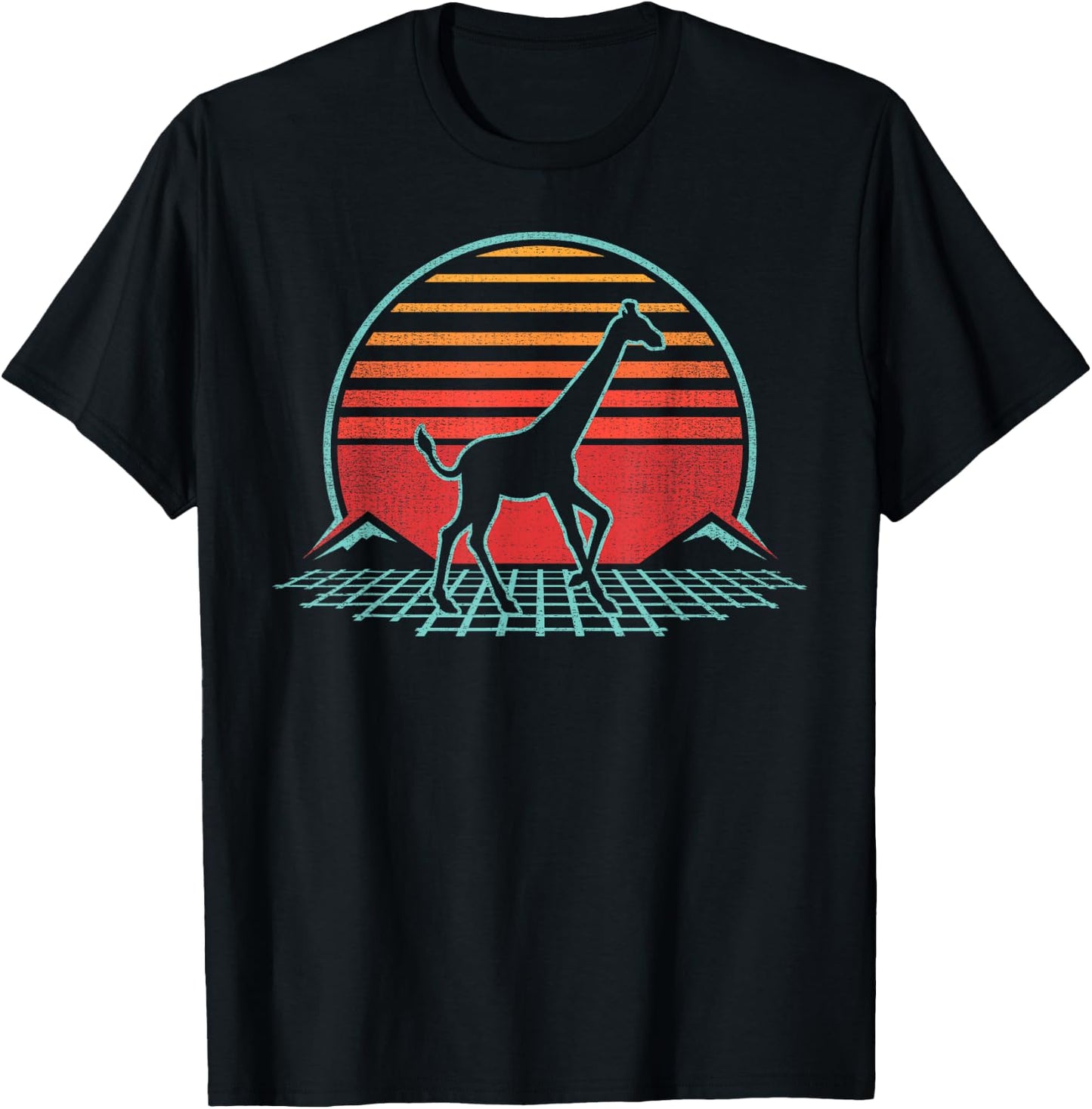 Giraffe Lover Animal Retro Vintage 80s Style T-Shirt - T-Shirt | Black