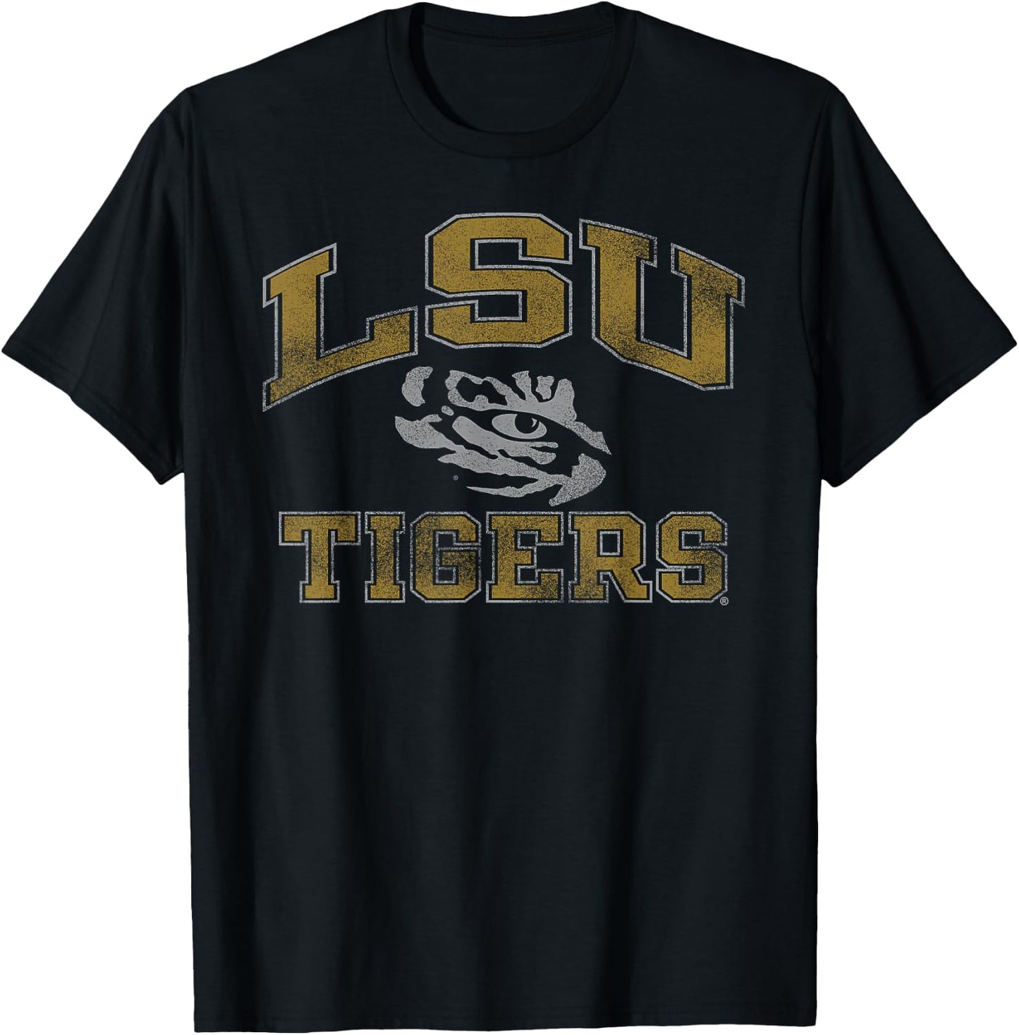 LSU Tigers Vintage Worn Purple Officially Licensed T-Shirt - T-Shirt | Black