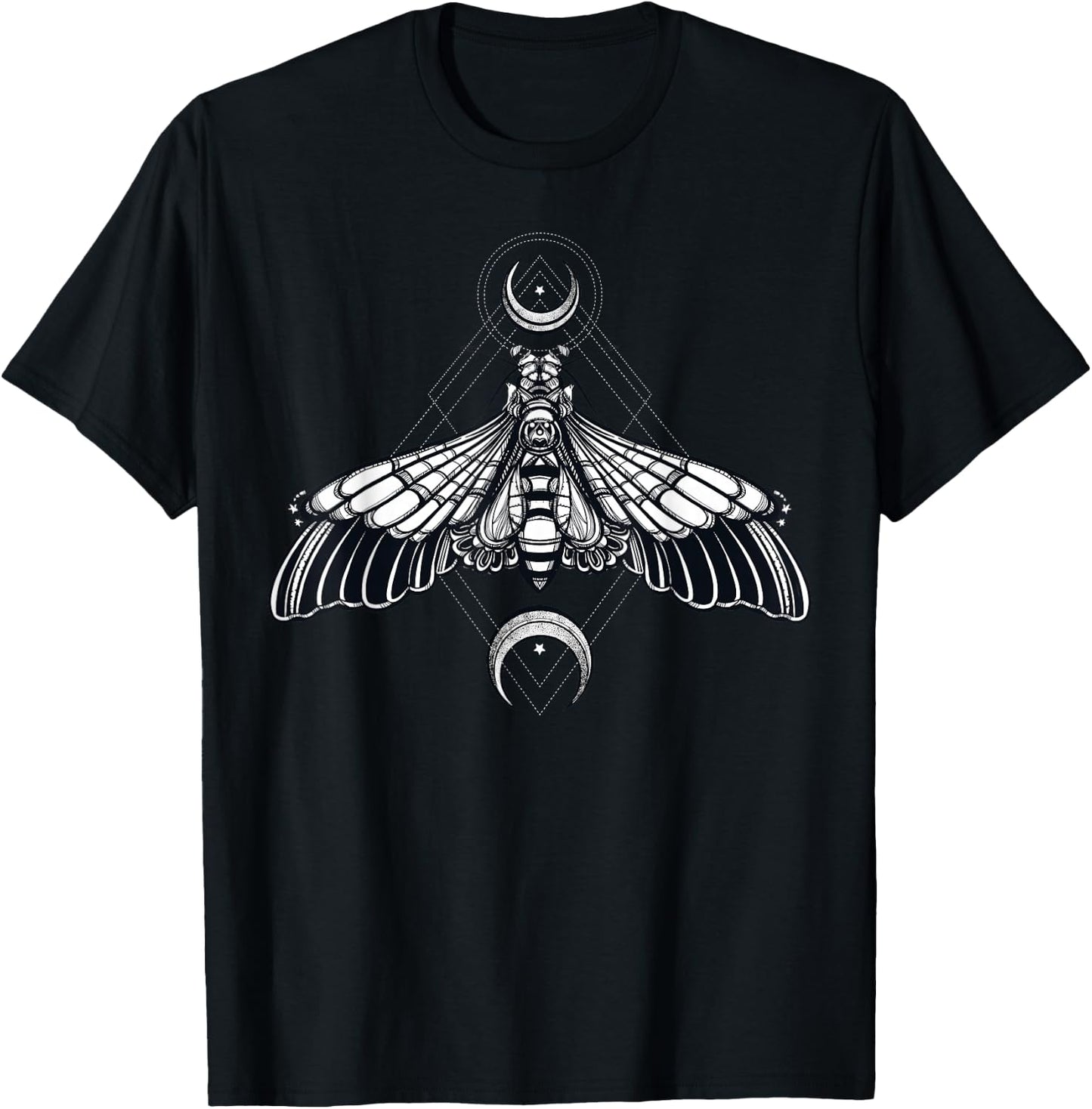 Butterfly Moth - Morbid Moon Occult Sacred Geometry T-Shirt - T-Shirt | Black