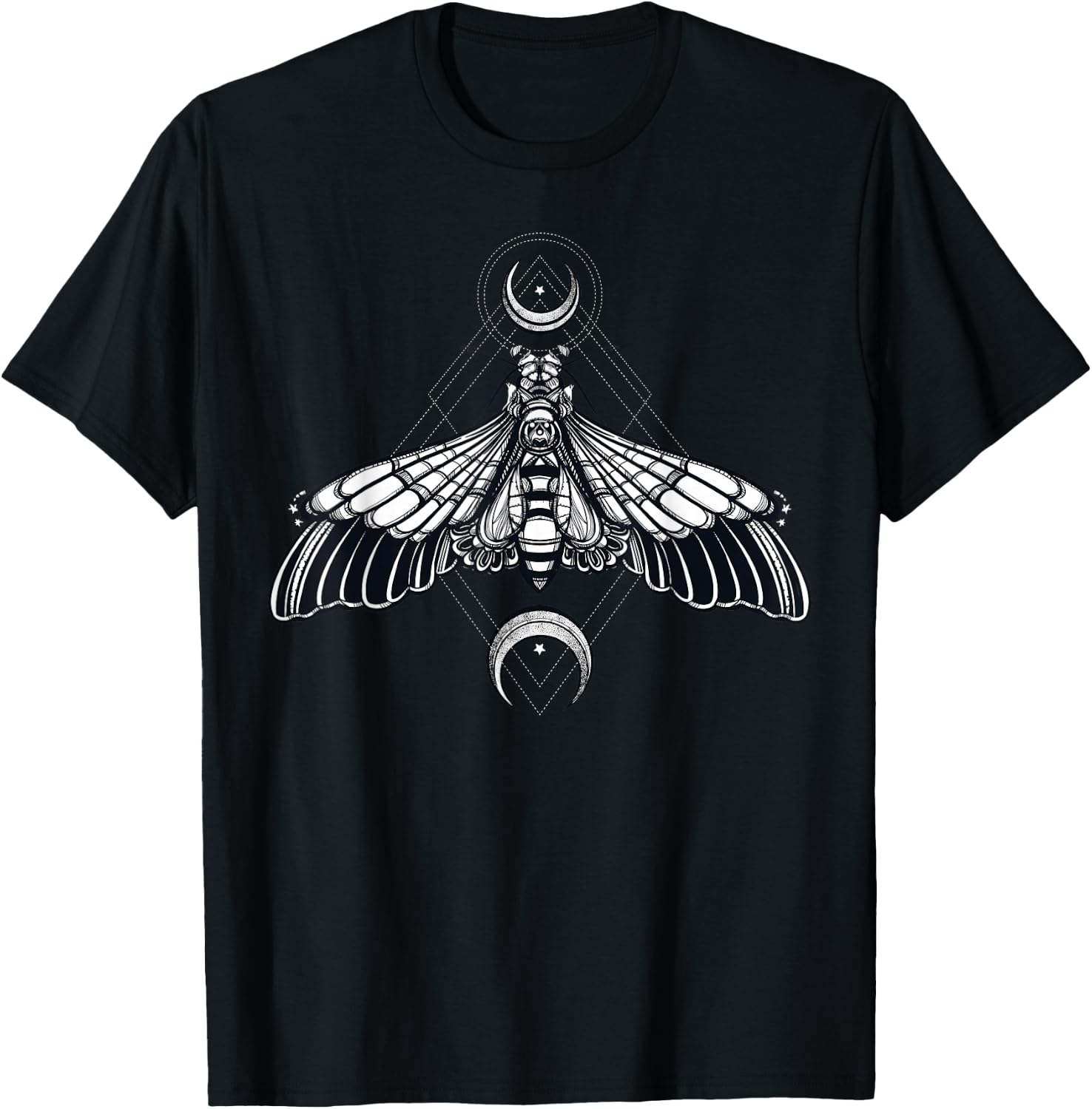 Butterfly Moth - Morbid Moon Occult Sacred Geometry T-Shirt - T-Shirt | Black