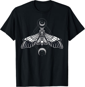 Butterfly Moth - Morbid Moon Occult Sacred Geometry T-Shirt - T-Shirt | Black
