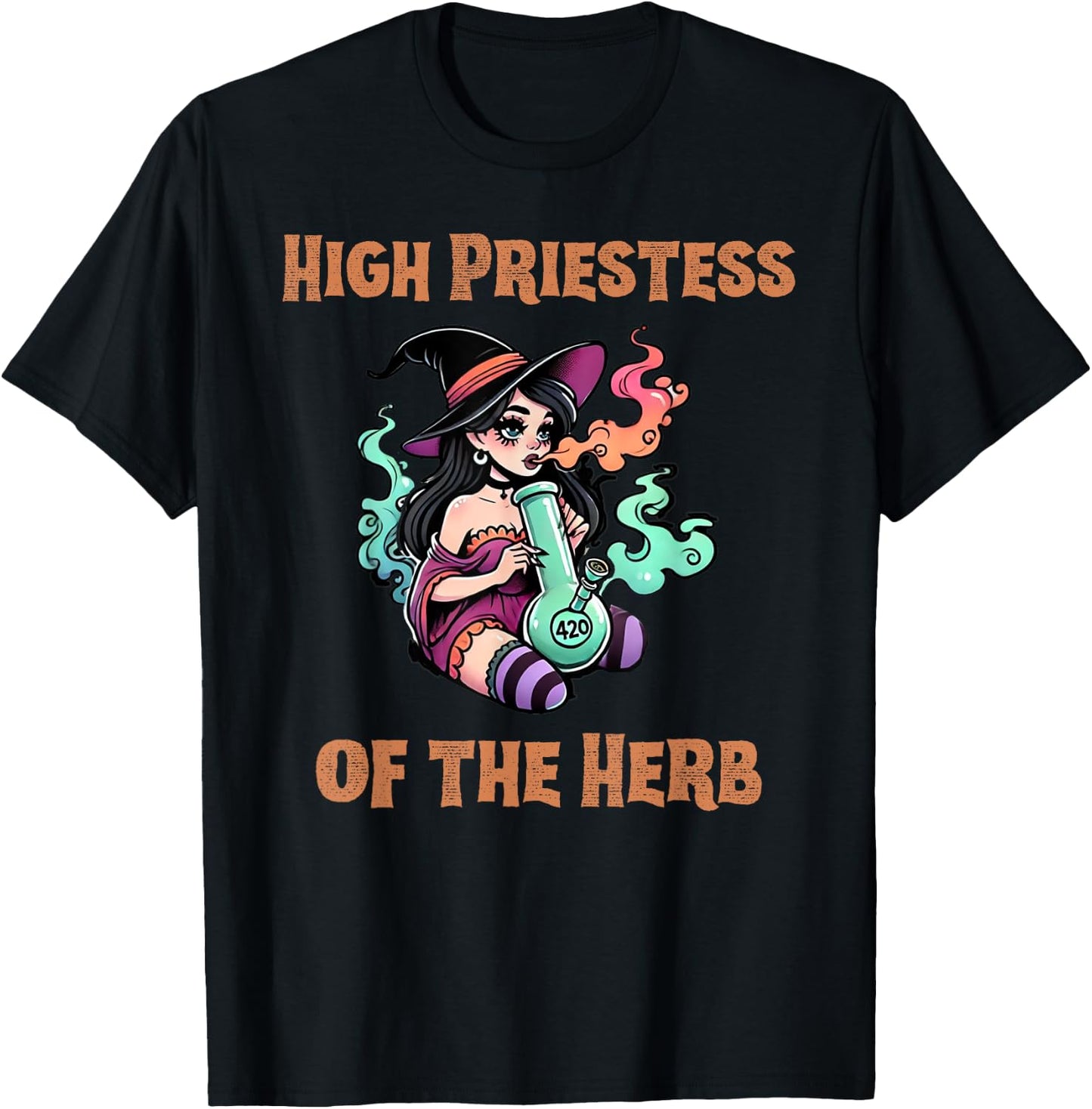 Halloween Witch Marijuana Cannabis Weed Funny 420 Humor Gift T-Shirt - T-Shirt | Black
