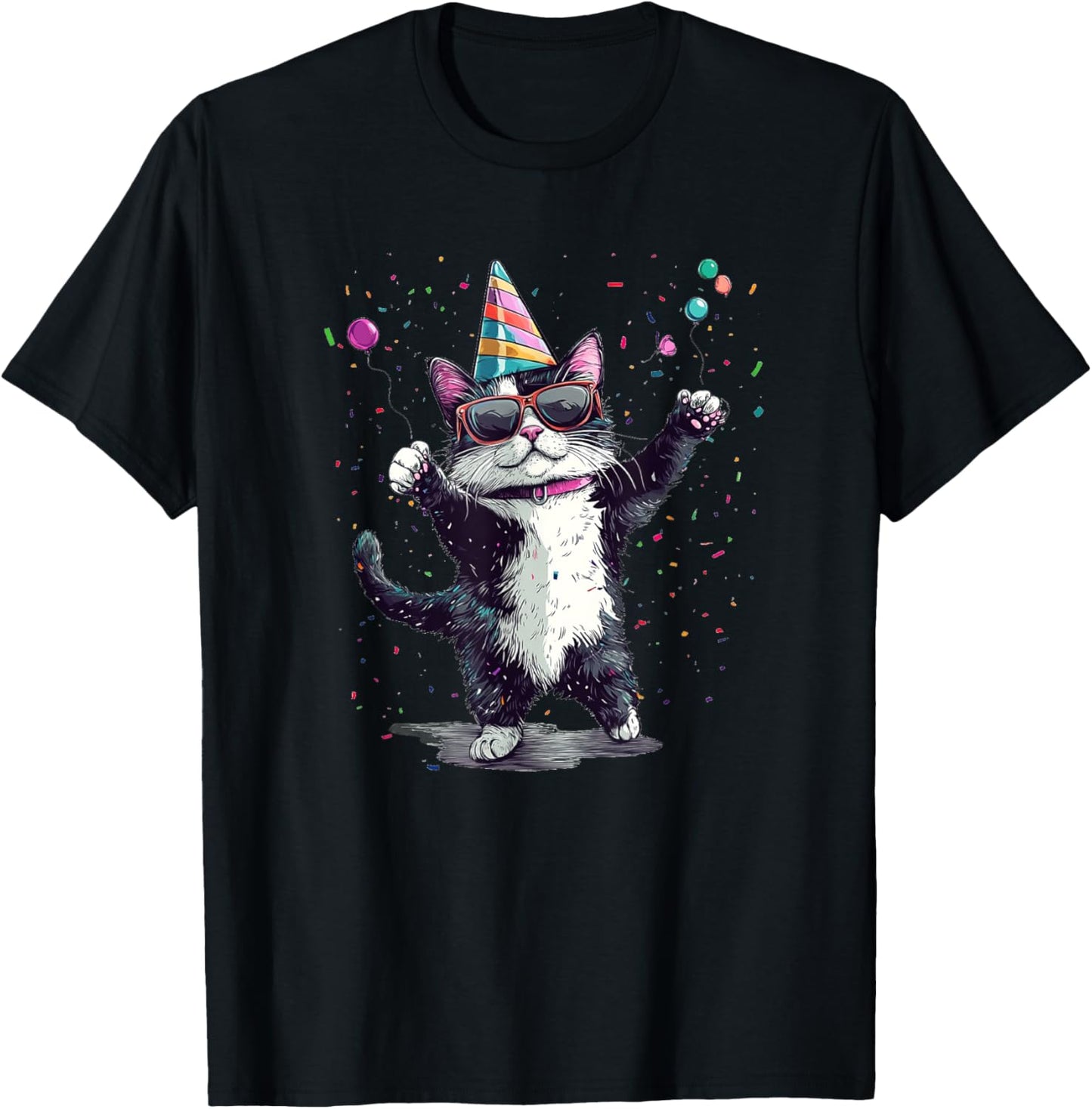 Paws hit the Dance Floor Costume with Party Hat T-Shirt - T-Shirt | Black
