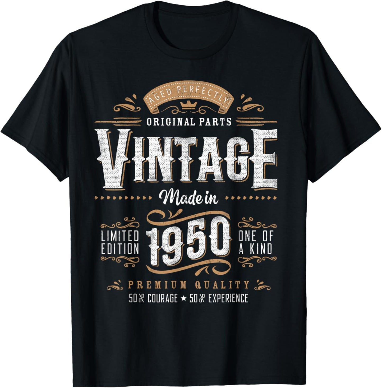 Vintage 1950 75th Birthday Gifts Women Men 75 Year Old T-Shirt - T-Shirt | Black