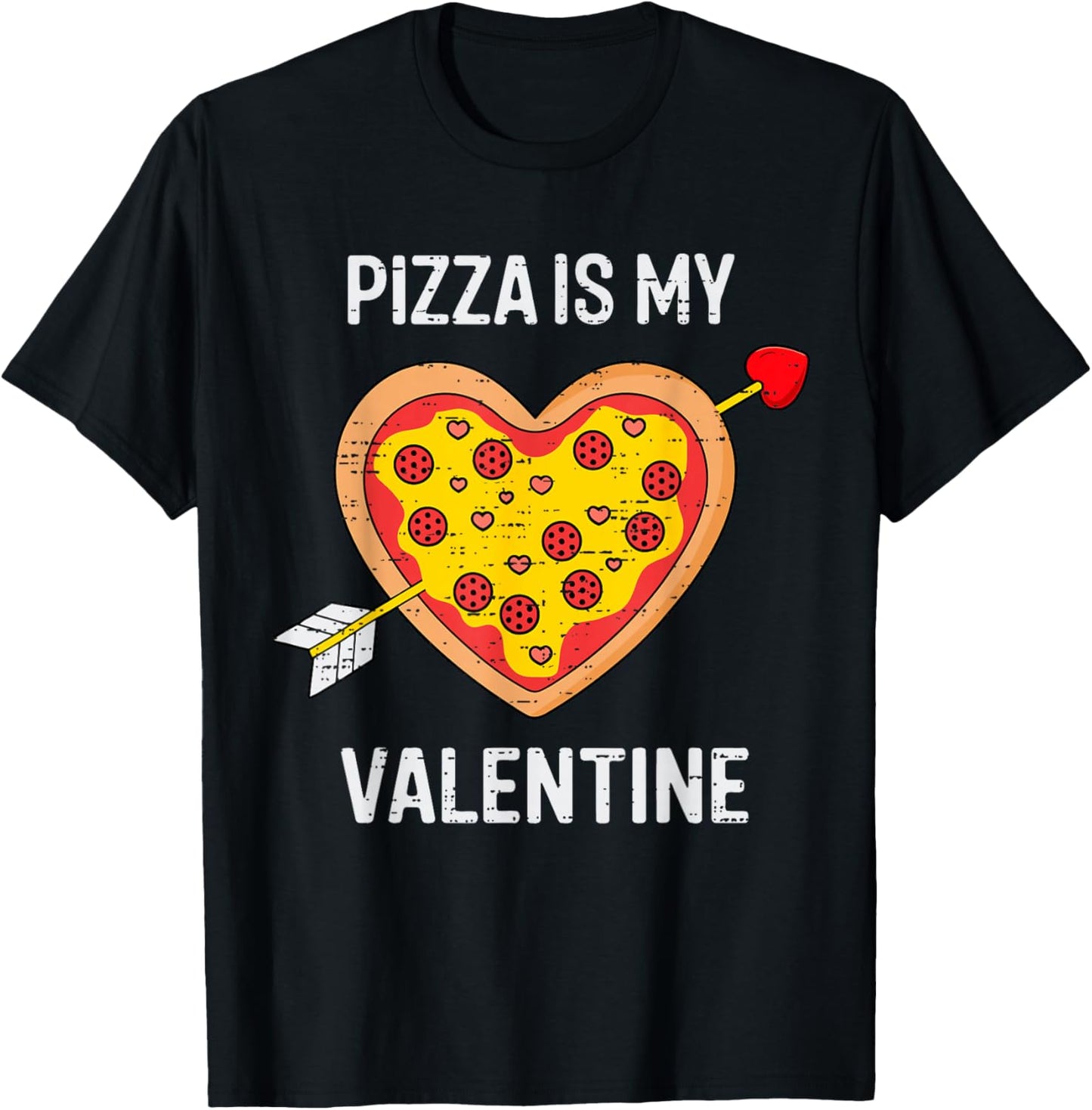 Pizza Is My Valentine Funny Valentines Day Boys Girls Kids T-Shirt - T-Shirt | Black