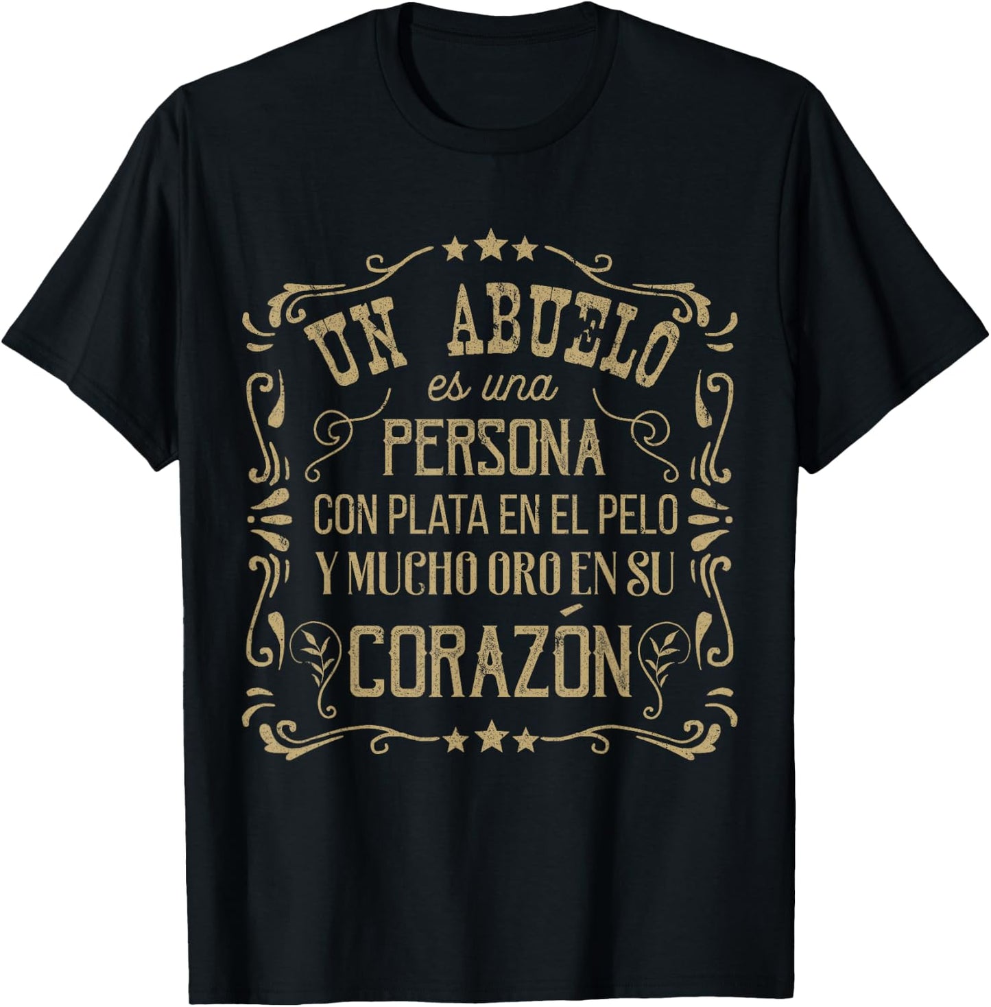 Abuelo Golden Heart Grandpa Shirt Abuelo Gifts in Spanish T-Shirt - T-Shirt | Black