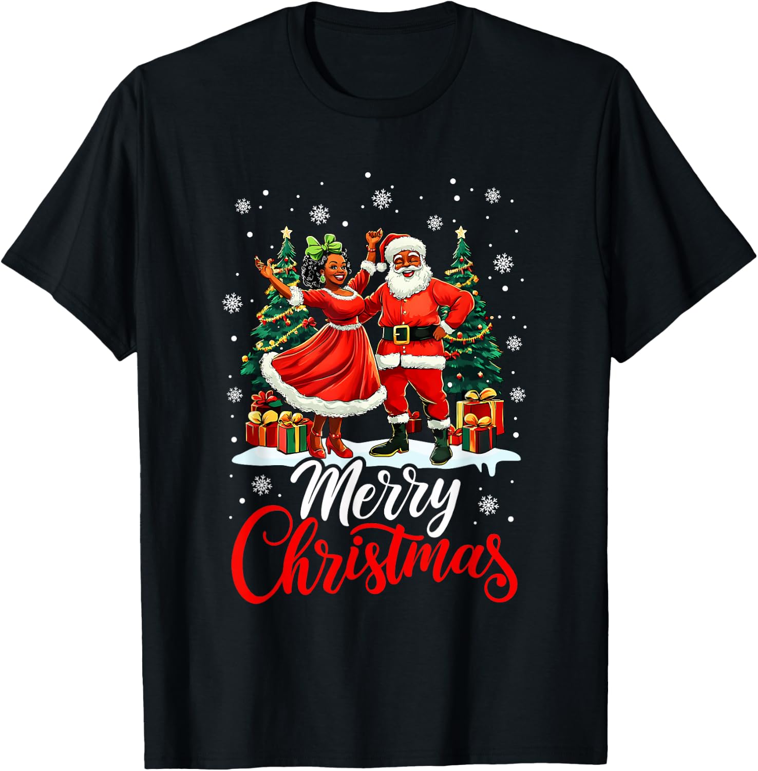 Black African Culture Merry Christmas Funny Santa Claus T-Shirt - T-Shirt | Black