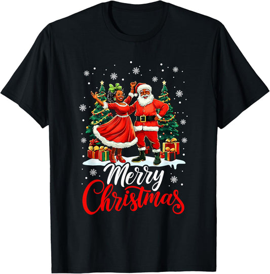 Black African Culture Merry Christmas Funny Santa Claus T-Shirt - T-Shirt | Black