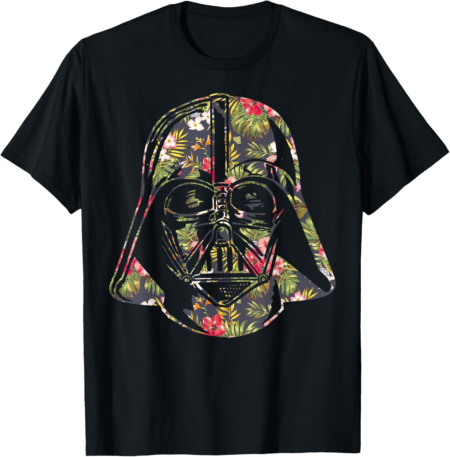 Star Wars Darth Vader Floral Tropical Hawaiian Flower T-Shirt - T-Shirt | Black