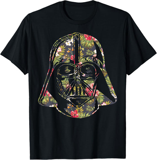 Star Wars Darth Vader Floral Tropical Hawaiian Flower T-Shirt - T-Shirt | Black