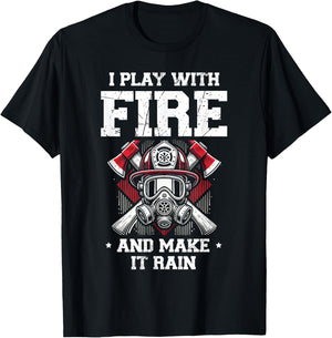 Firefighter Firefighter Funny Design Great Family Flag T-Shirt - T-Shirt | Black