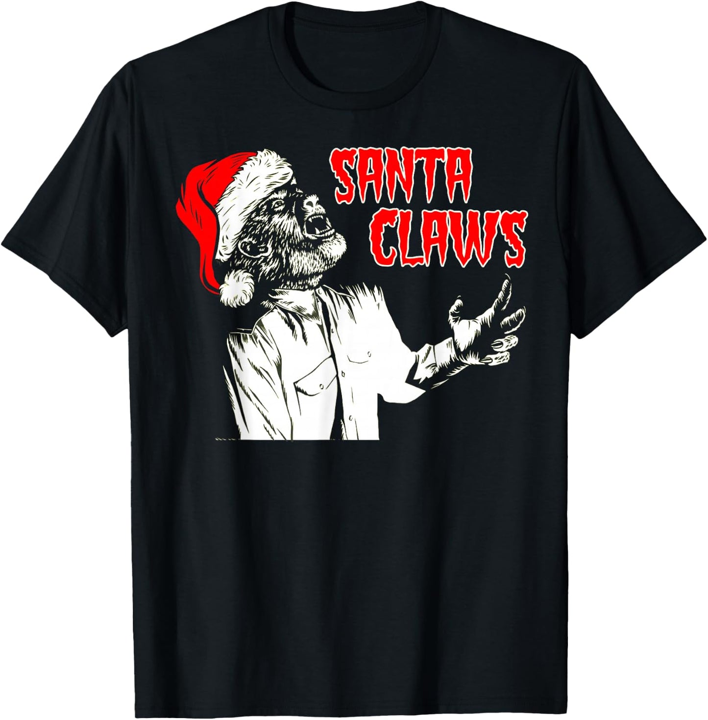 Universal Monsters Werewolf Santa Claws T-Shirt - T-Shirt | Black