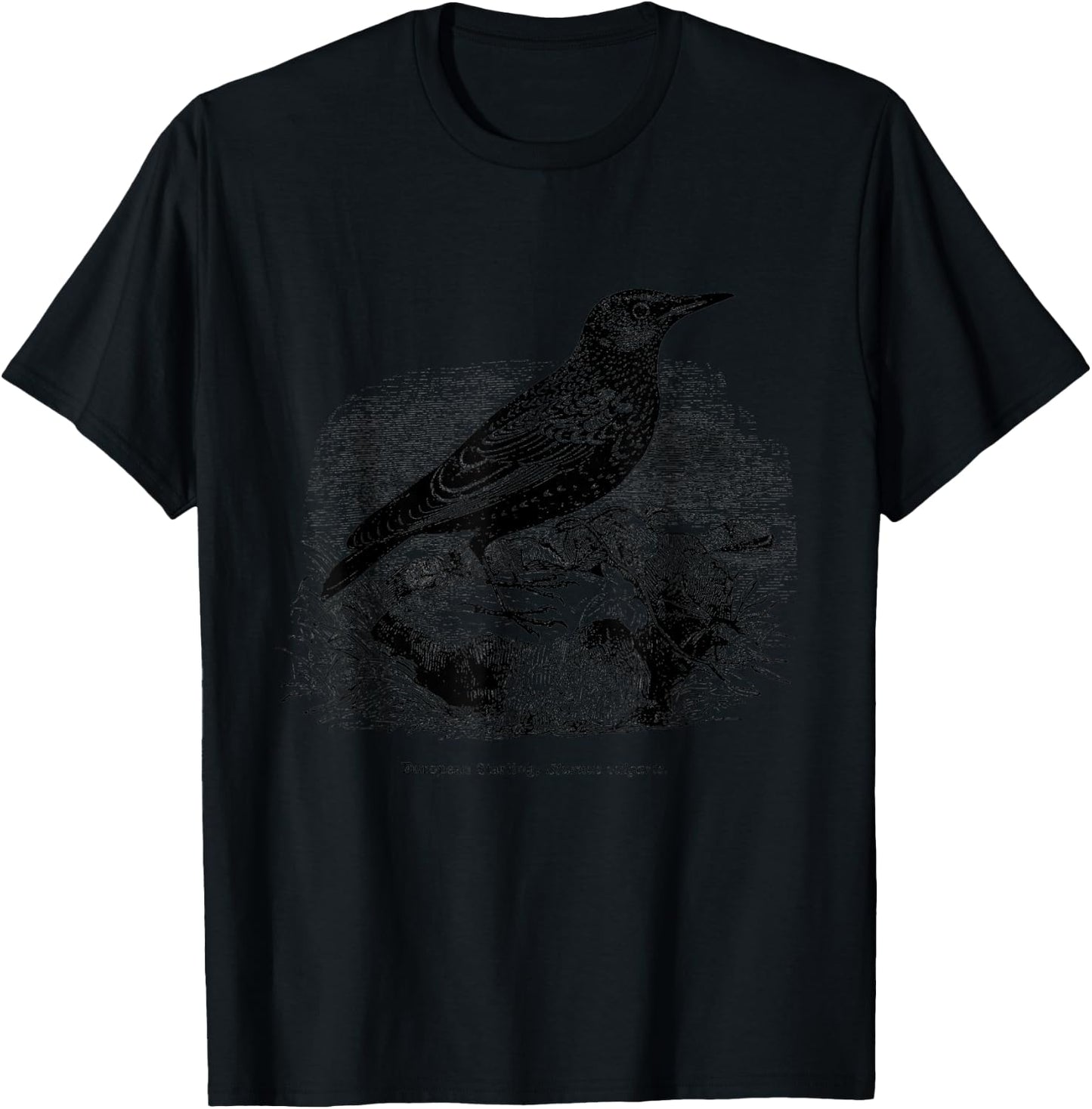 Common European Starling Vintage Bird Art T-Shirt - T-Shirt | Black
