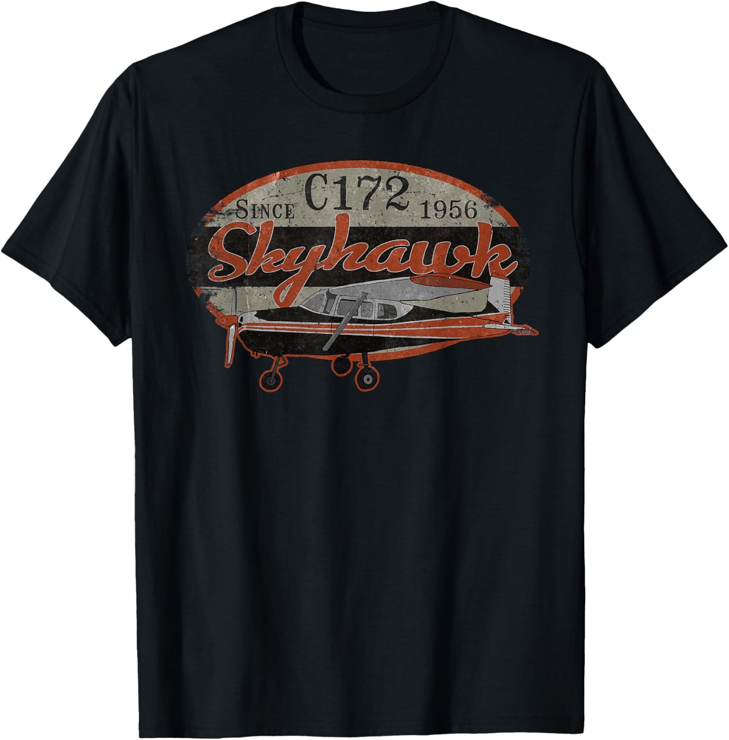 C-172 Skyhawk Vintage Retro C172 Airplane Flying Pilot T-Shirt - T-Shirt | Black