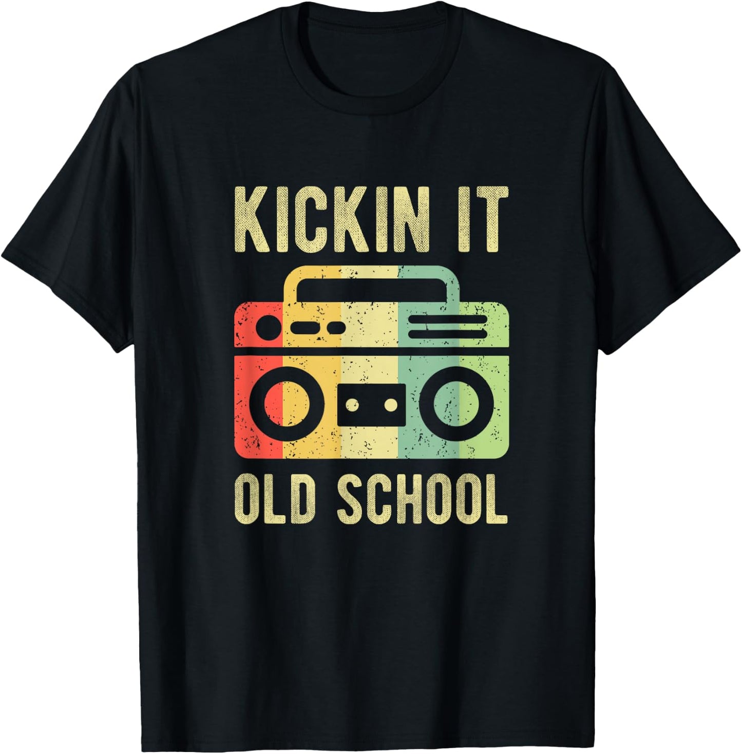 Kickin It Old School 80s 90s Retro Music T-Shirt - T-Shirt | Black