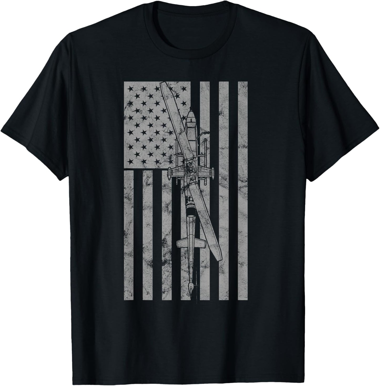 AH-1 Cobra Attack Helicopter Military Vintage Flag T-Shirt - T-Shirt | Black