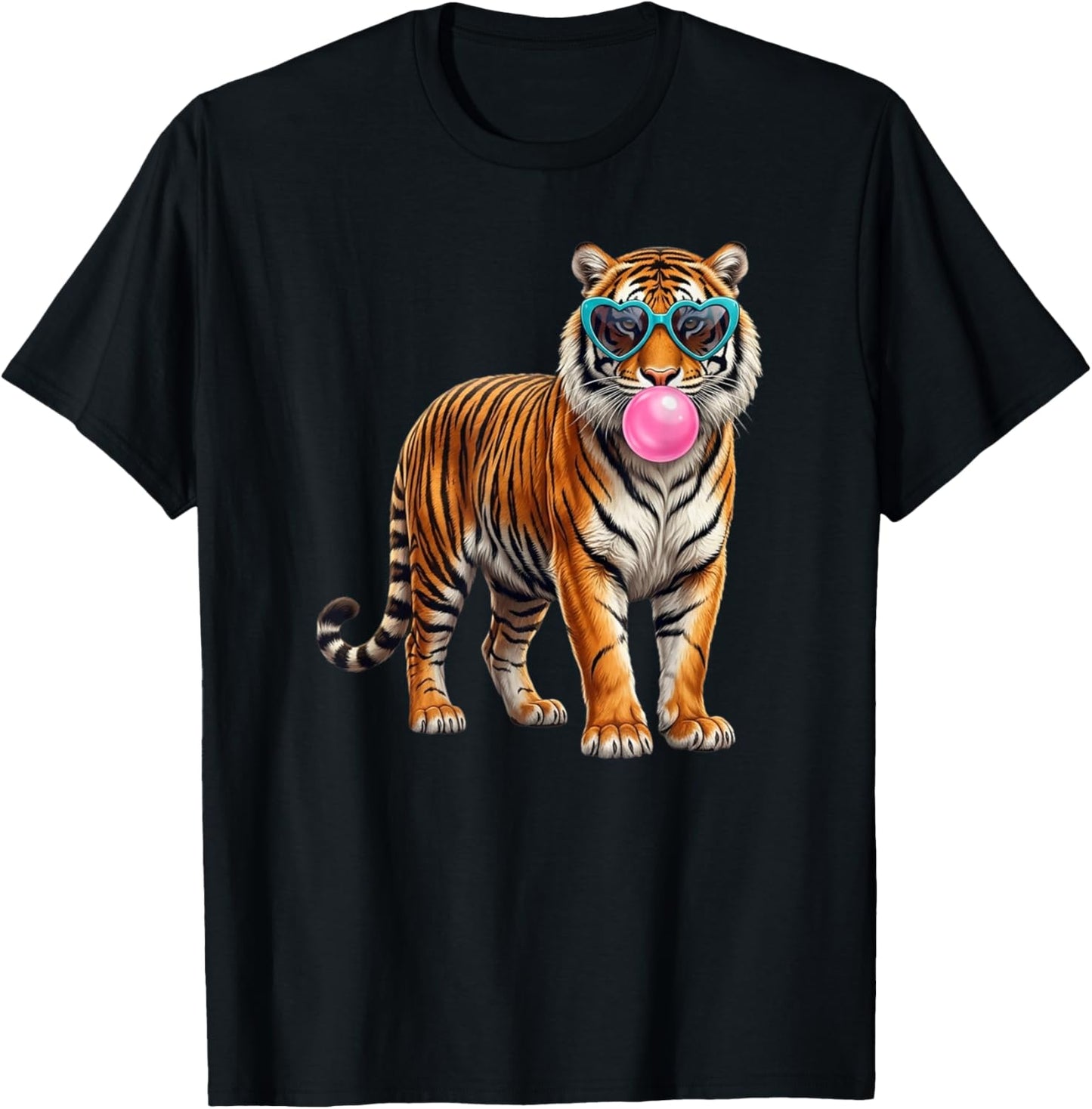 Preppy Animal Tiger Bubblegum T-Shirt - T-Shirt | Black
