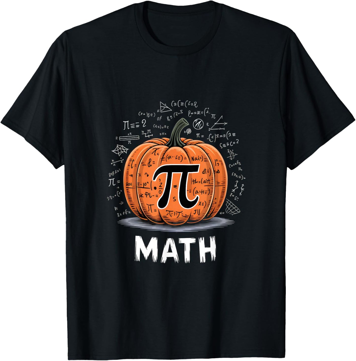 Funny Math Is Scary Pumpkin Pi Mathematics Halloween Pun T-Shirt - T-Shirt | Black