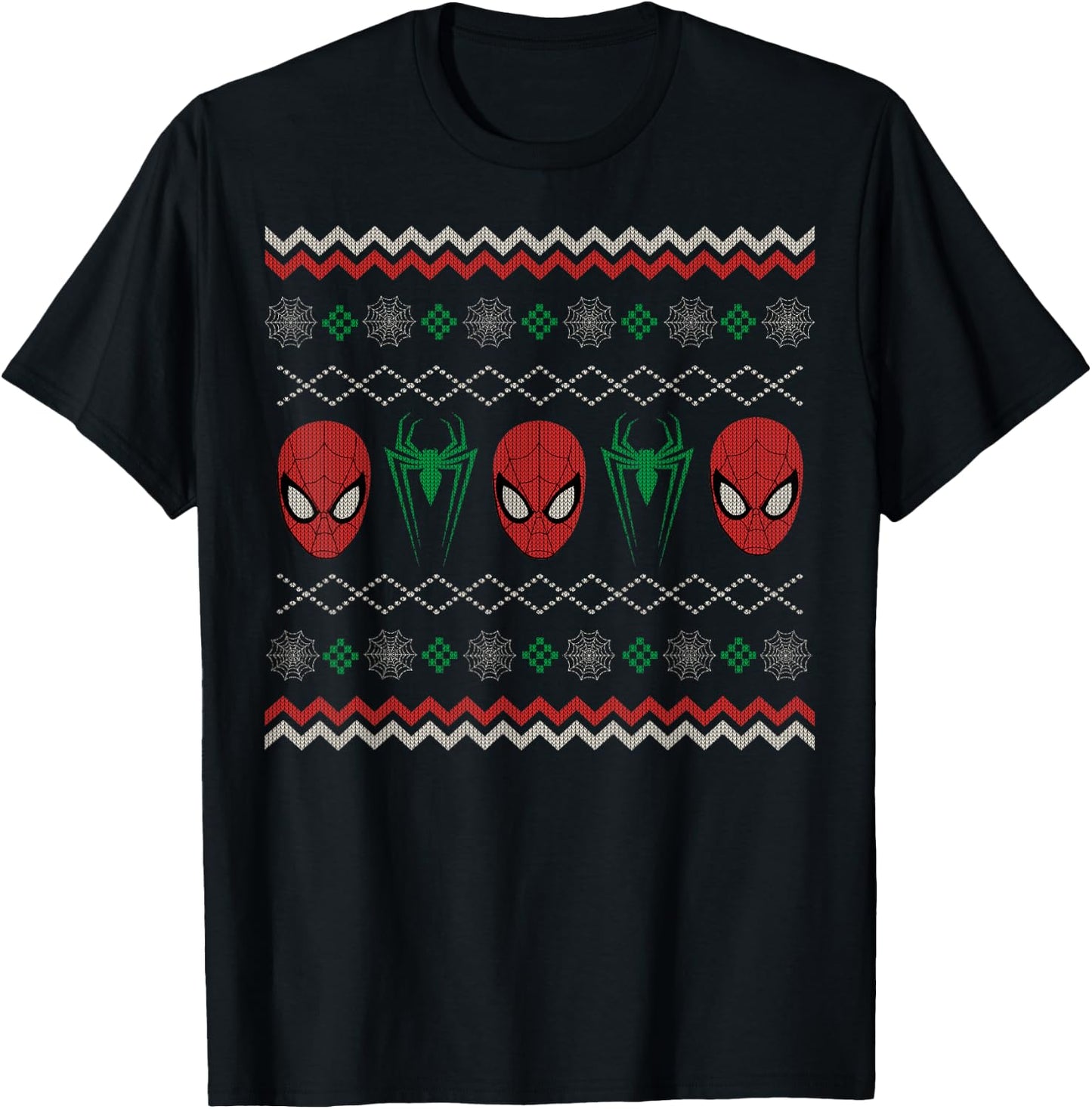 Marvel Spider-Man Ugly Christmas Sweater T-Shirt - T-Shirt | Black