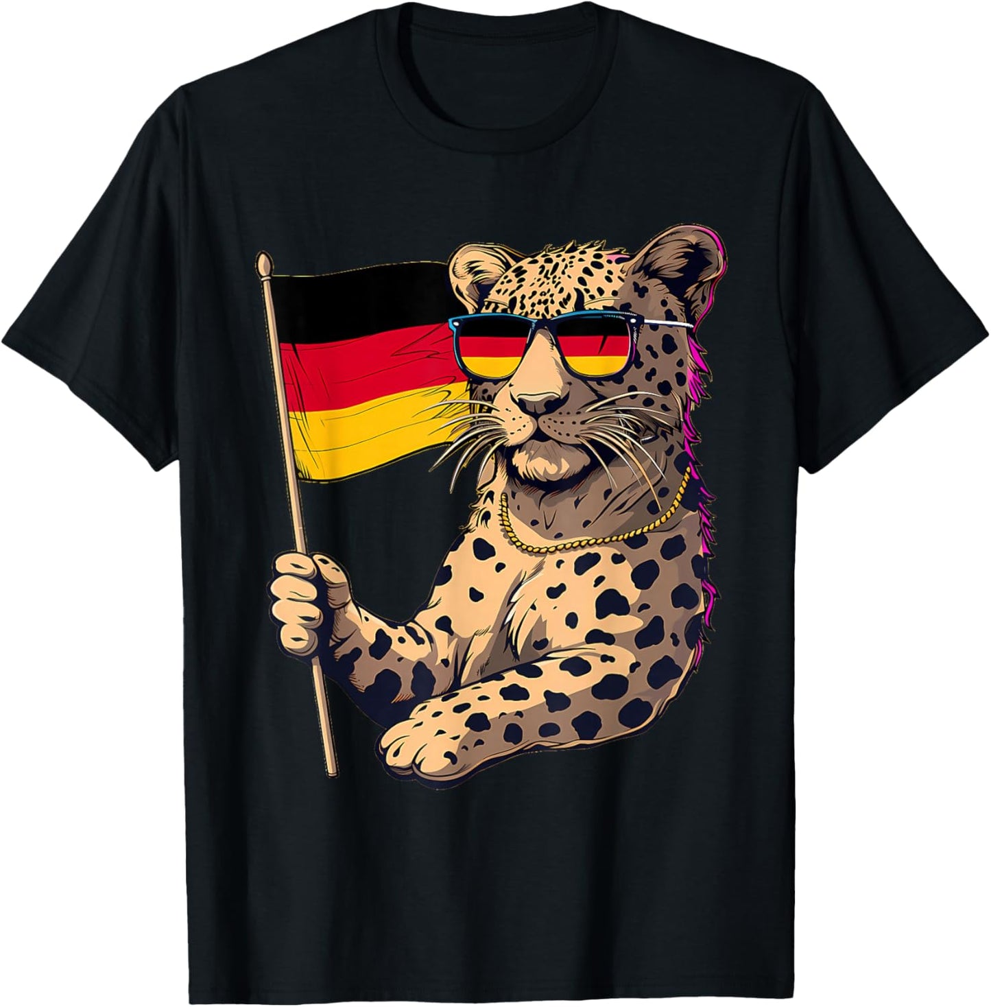 Deutschland Leopard German Pride Germany Flag T-Shirt - T-Shirt | Black