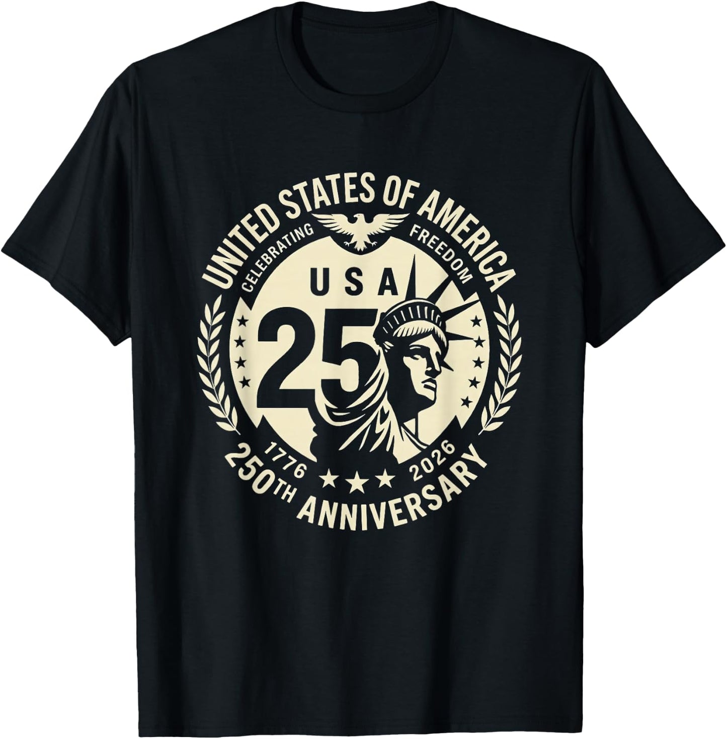 Patriotic 250th Anniversary USA 250 Years 4th of July T-Shirt - T-Shirt | Black