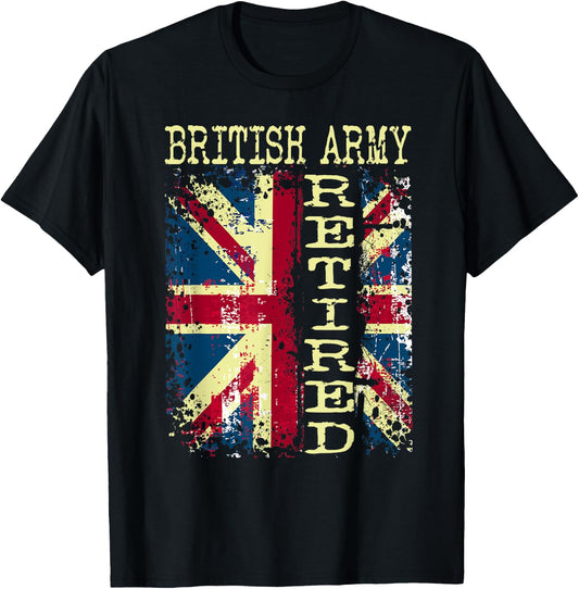 Retired British Army | UK Flag Military Veteran T-Shirt - T-Shirt | Black