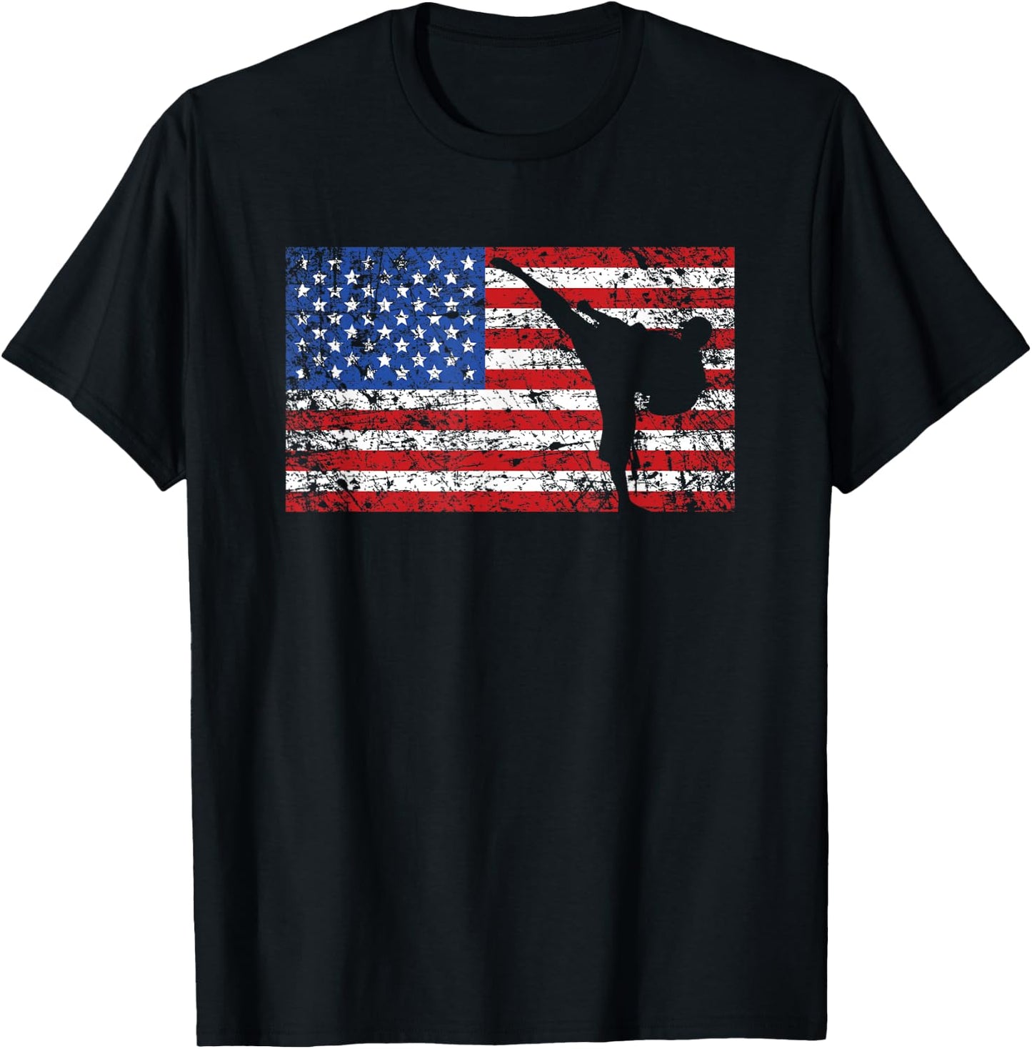 Karate American Flag Shirt, Cool Karateka Martial Arts Gift T-Shirt - T-Shirt | Black