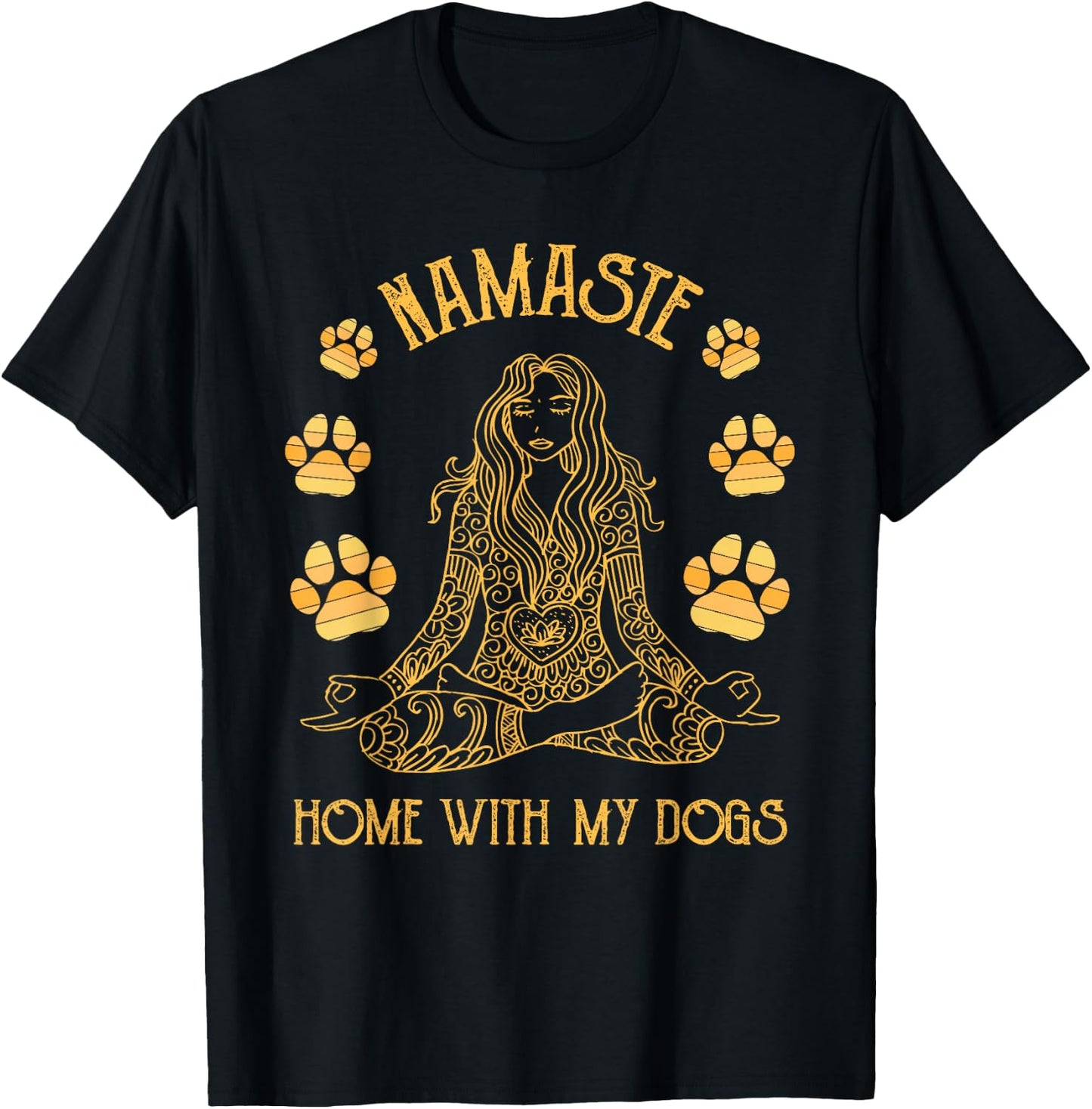 Namaste Home with My Dog Funny Yoga T-Shirt - T-Shirt | Black