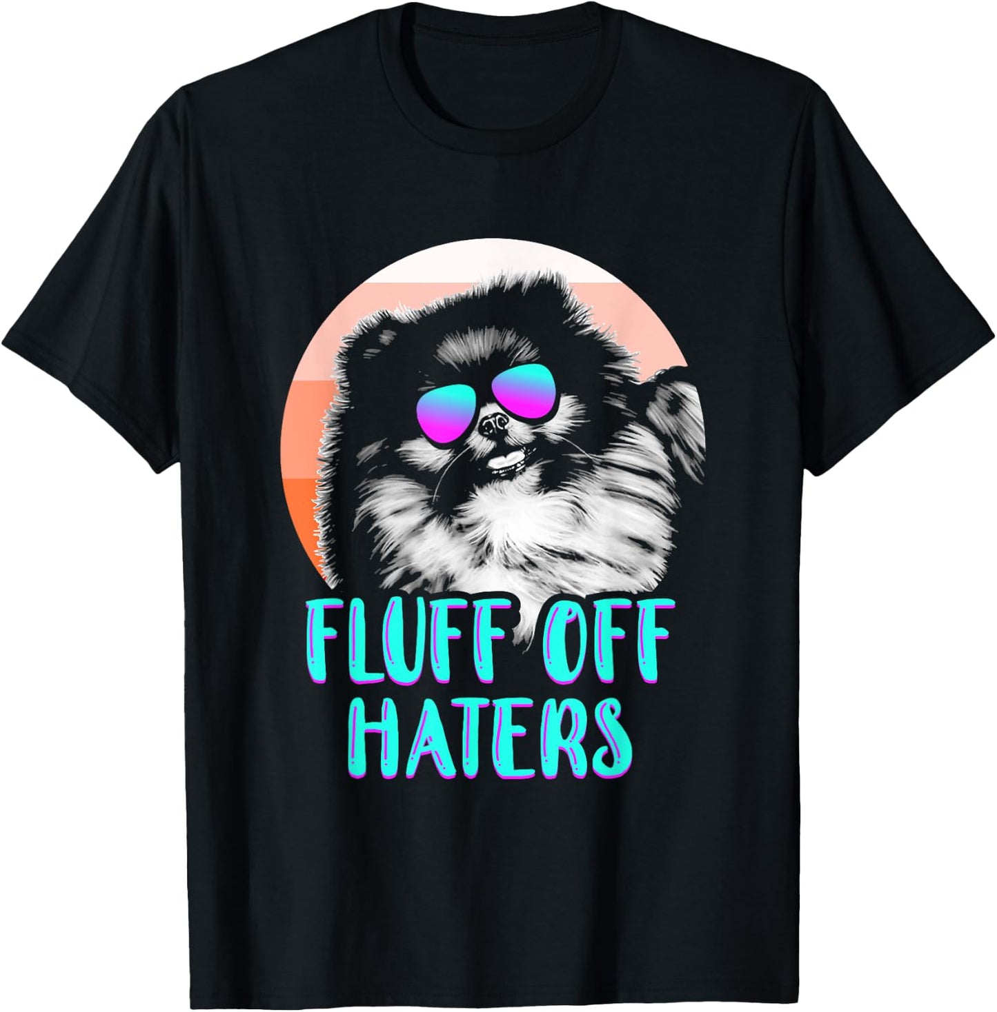 Funny Pomeranian Face Sunglasses No Fluffs Given Dog Lover Men Women Girls Kids T-Shirt - T-Shirt | Black