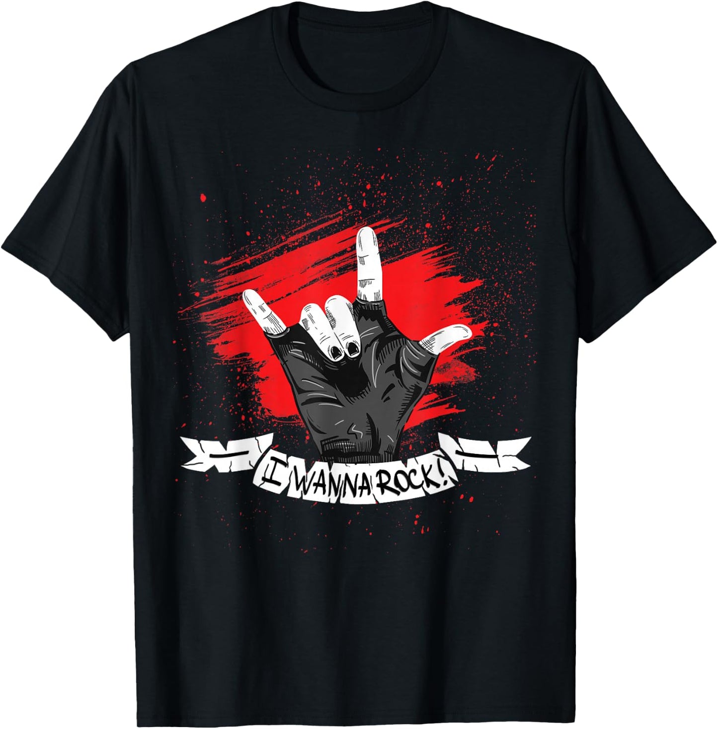 I Wanna Rock - Rock n Roll T Shirts - Hand Horns for Woman. T-Shirt - T-Shirt | Black