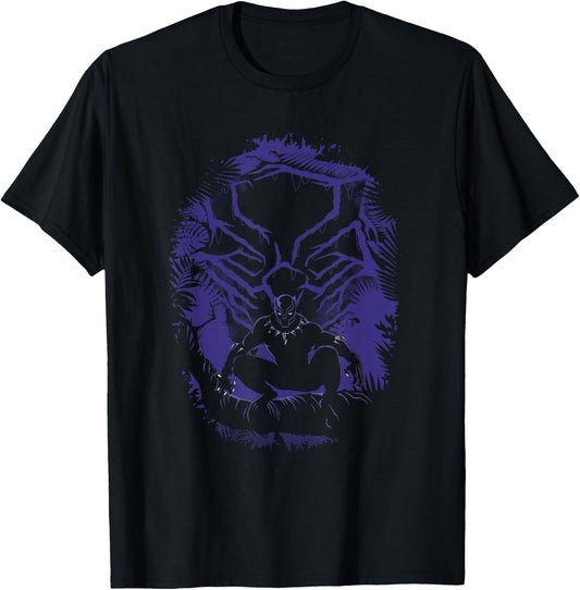 Marvel Black Panther King T'Challa Forest Mask T-Shirt - T-Shirt | Black