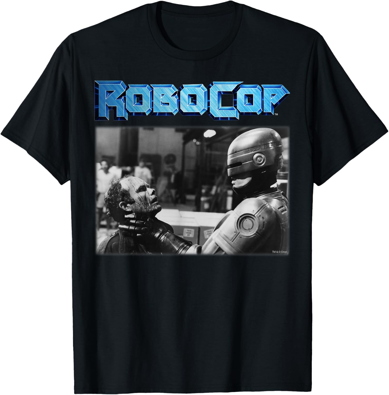 RoboCop And Clarence Boddicker Portrait Logo T-Shirt - T-Shirt | Black