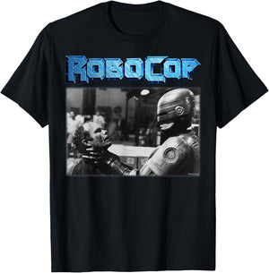 RoboCop And Clarence Boddicker Portrait Logo T-Shirt - T-Shirt | Black
