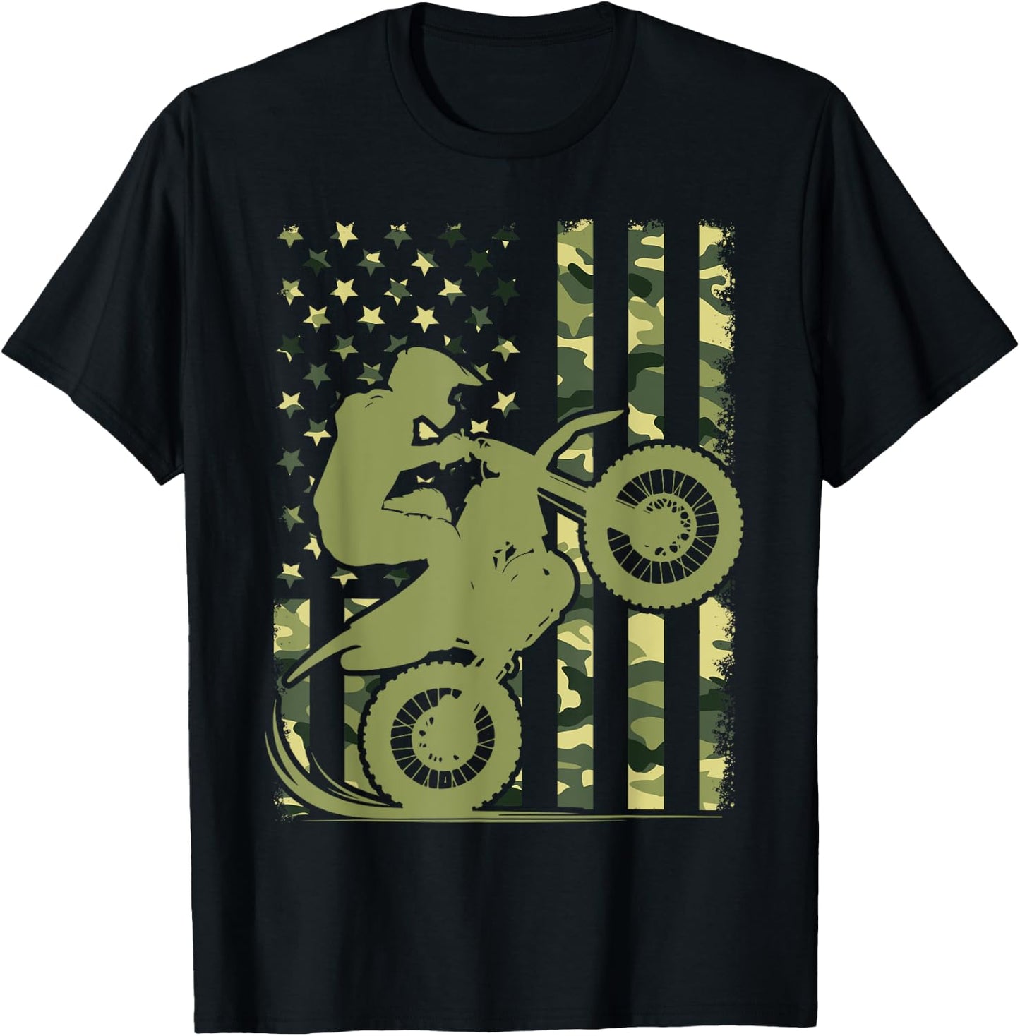 Motocross Dirt Bike Racing Camo Camouflage Boys T-Shirt - T-Shirt | Black