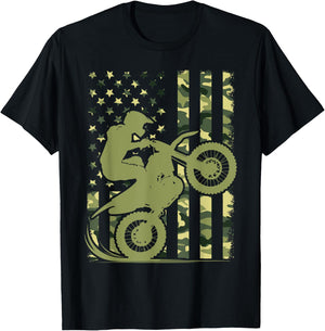 Motocross Dirt Bike Racing Camo Camouflage Boys T-Shirt - T-Shirt | Black