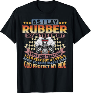 Drag Racing Race Car Prayer Vintage As I Lay Rubber Down T-Shirt - T-Shirt | Black