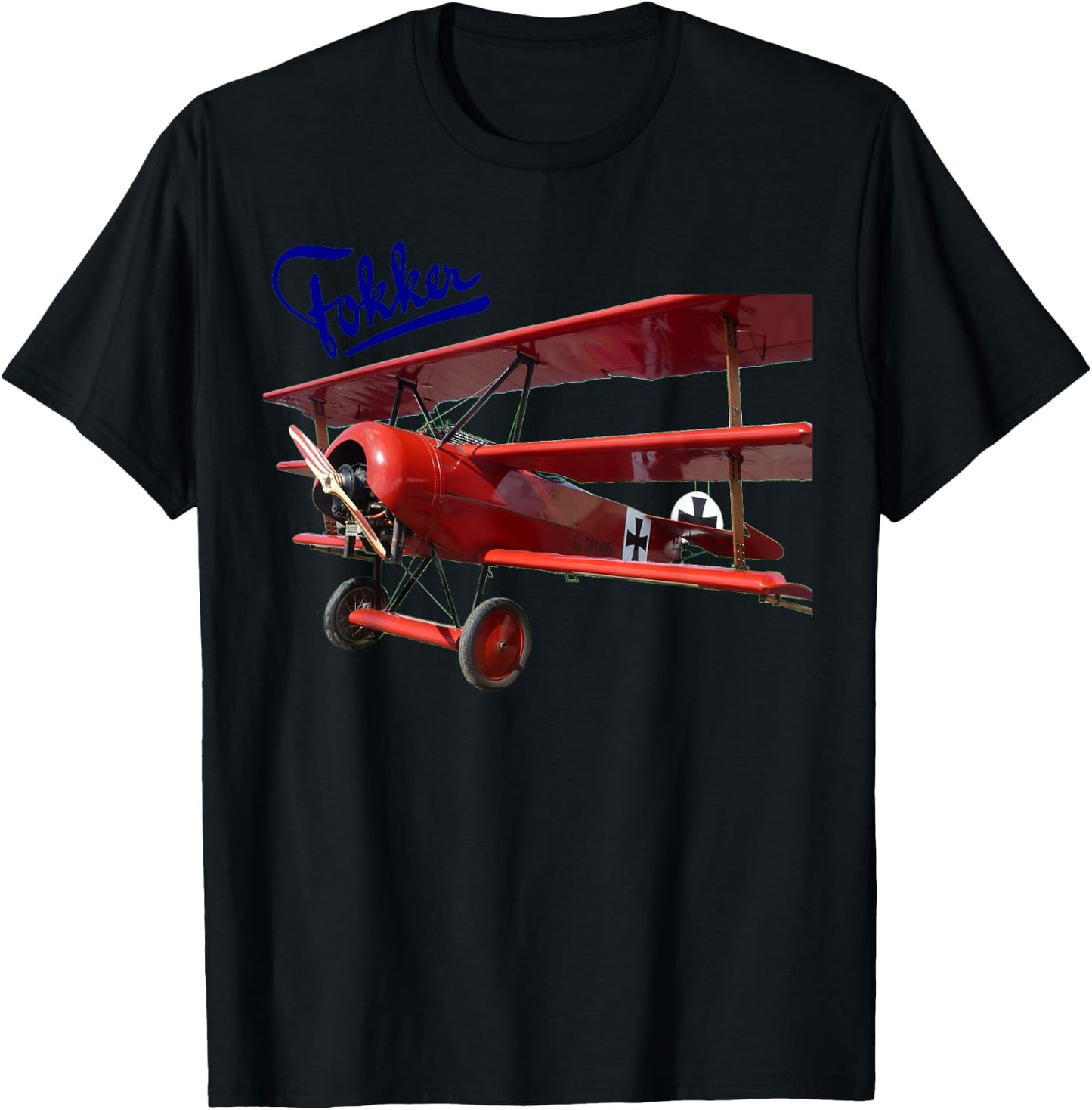 Vintage Aeroplane Fokker D3 Triplane Red Baron WW1 T-Shirt - T-Shirt | Black