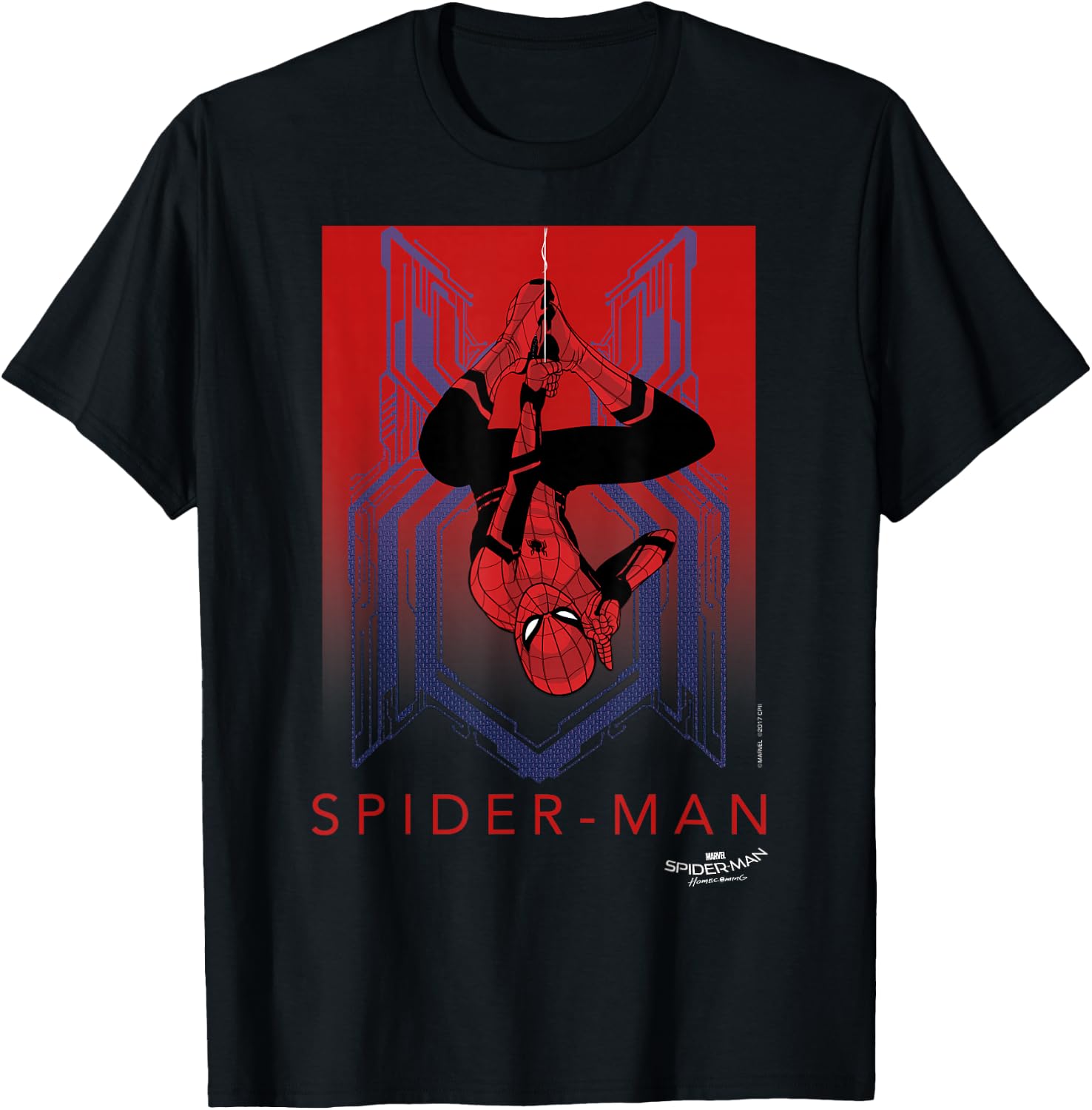 Marvel Spider-Man Homecoming Hanging Upside Down T-Shirt - T-Shirt | Black