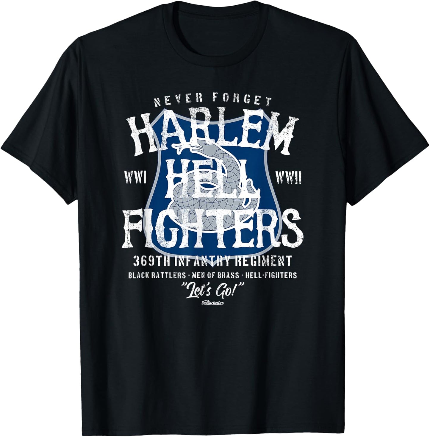 Harlem Hellfighters Vintage Black Military History WWI WWII T-Shirt - T-Shirt | Black