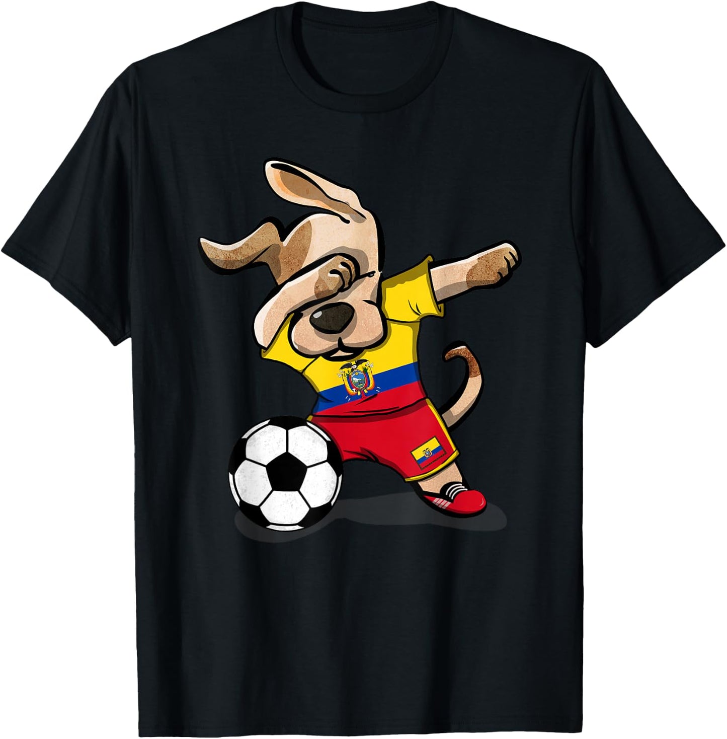 Dabbing Dog Ecuador Soccer Fans Jersey Ecuadorian Football T-Shirt - T-Shirt | Black