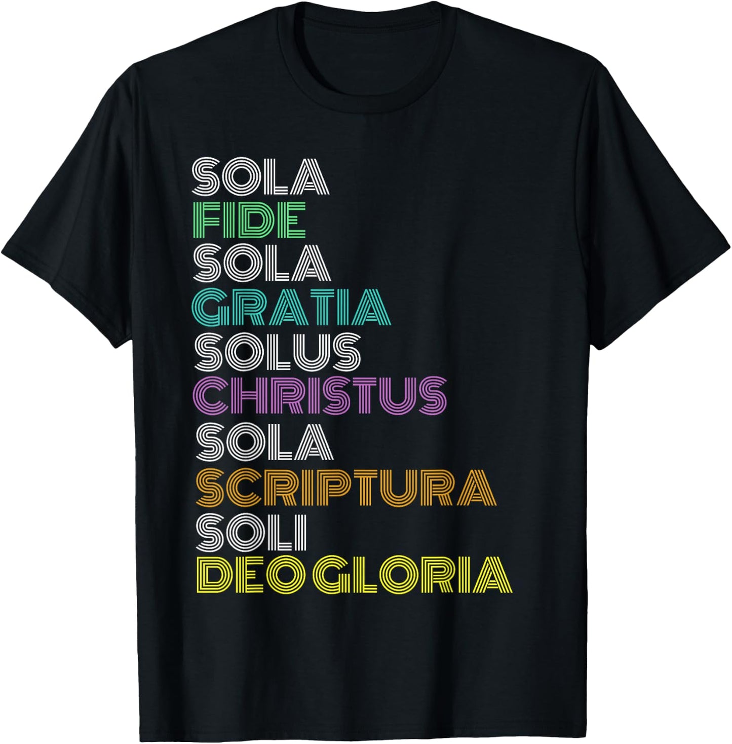 Reformed Christian Five 5 Solas Reformation Day Church T-Shirt - T-Shirt | Black