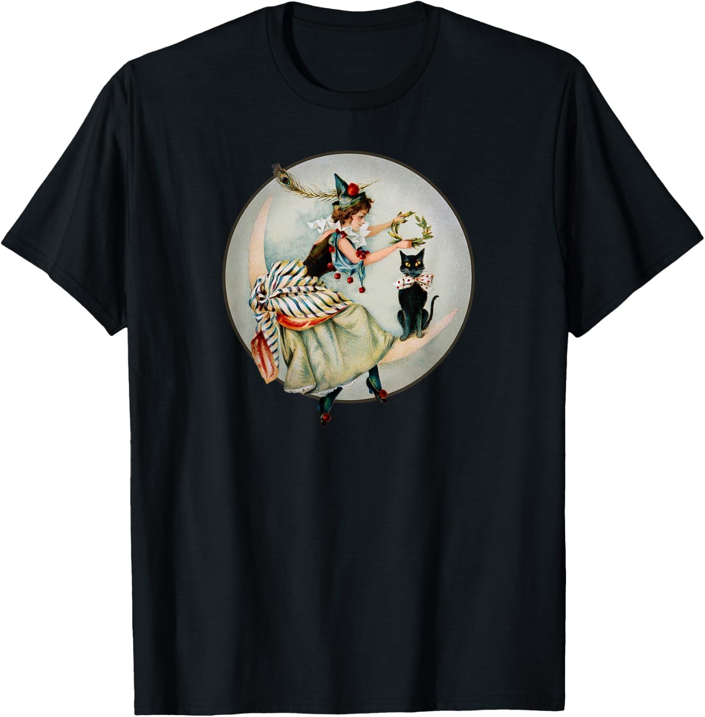 The Black Cat Magazine Vintage Halloween Woman And Cat T-Shirt - T-Shirt | Black