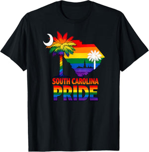 South Carolina Pride Palmetto Rainbow State Graphic T-Shirt - T-Shirt | Black