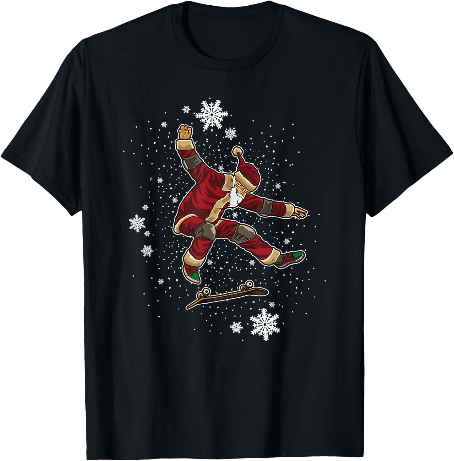 Skating Santa Claus - Skateboard For Xmas - Cool Santa T-Shirt - T-Shirt | Black