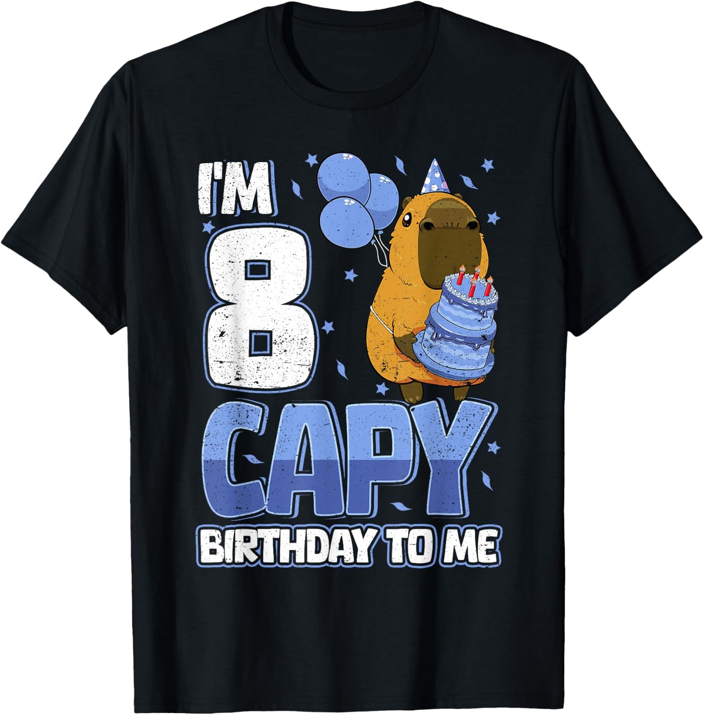8 Years Capy Birthday to me Boys 8th Birthday Capybara T-Shirt - T-Shirt | Black