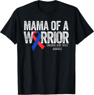 Mama of a Warrior CHD Congenital Heart Defect Month T-Shirt - T-Shirt | Black