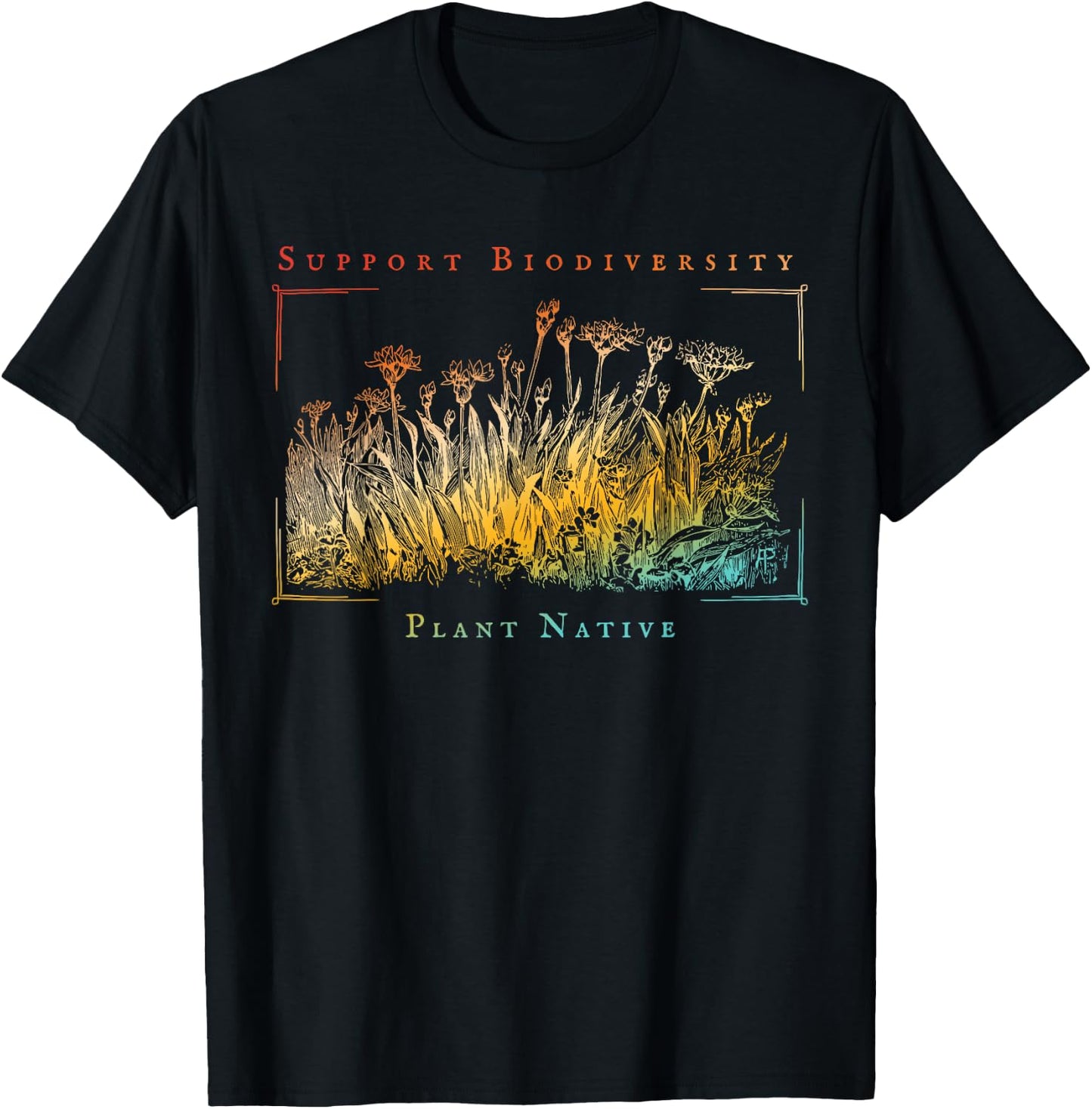 Support Biodiversity Plant Native Retro T-Shirt - T-Shirt | Black