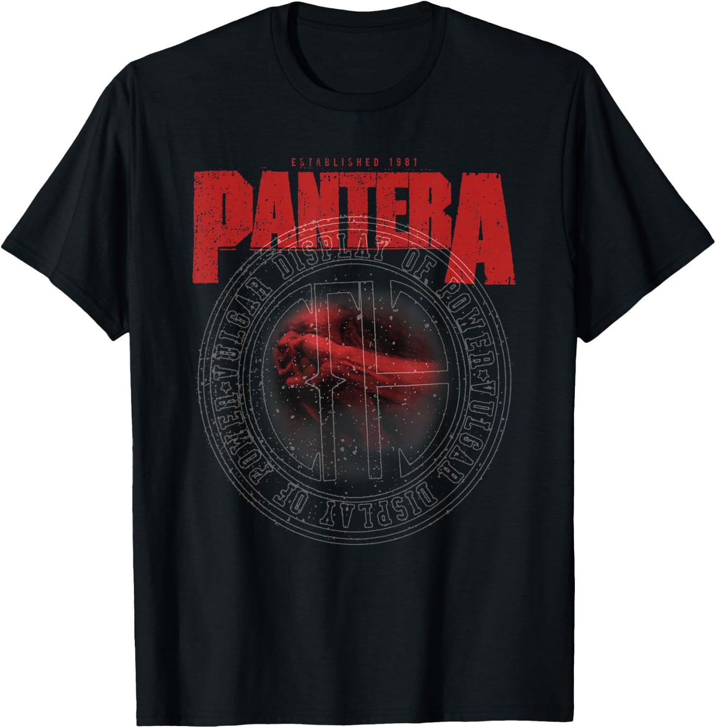 Pantera Official Vulgar Display of Power Circle Black -Adults Classic Fit Short Sleeve T-Shirt - T-Shirt | Black