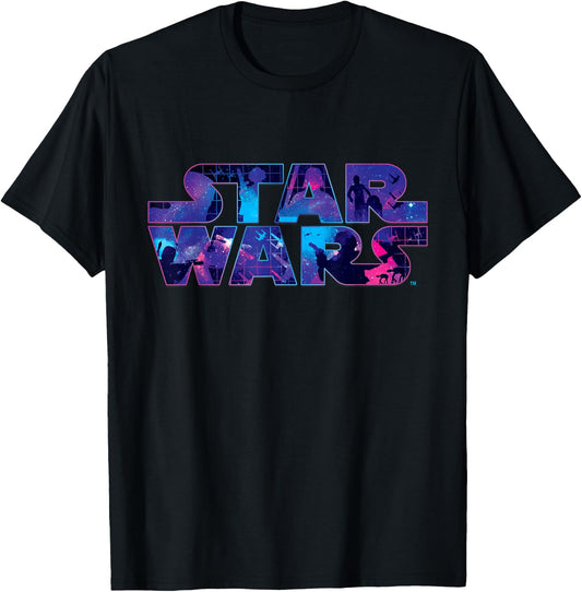 Star Wars Logo Retro 90s Galaxy T-Shirt - T-Shirt | Black