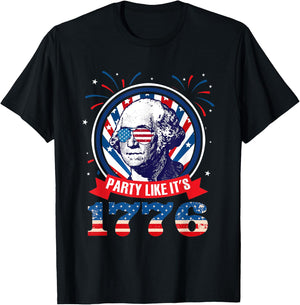 Party Like It Is 1776 4th of July George Washington T-Shirt - T-Shirt | Black